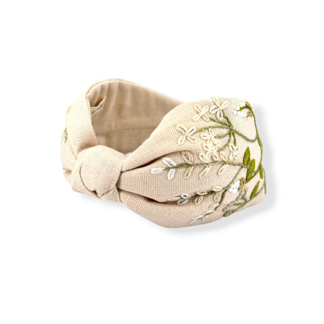 Blushing Bloom Hand Embroidered Headband