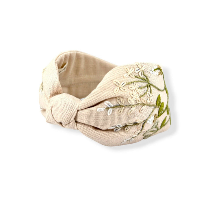 Blushing Bloom Hand Embroidered Headband