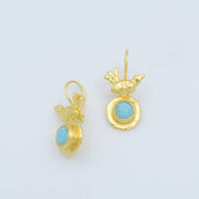 Gold plated bird earring with Turquoise