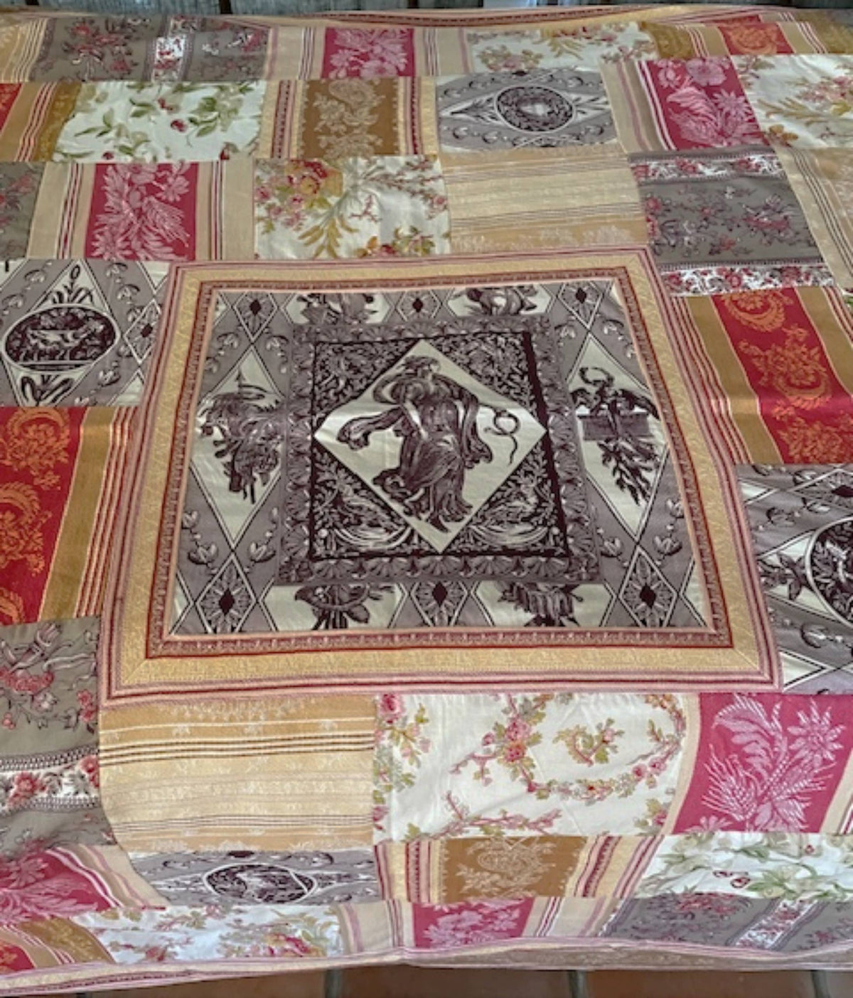 French Vintage Patchwork Throw (or Tablecloth)