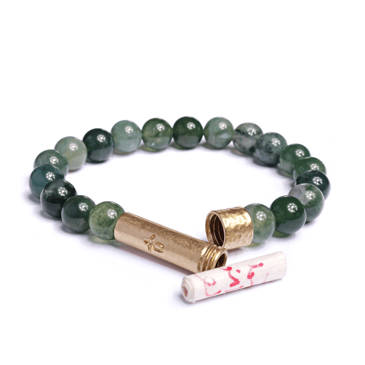Wishbeads - Polished Grass Agate Intention Bracelet