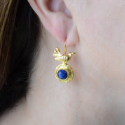 Gold plated bird earring with Lapis
