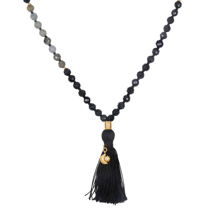 Black Onyx Labradorite Celestial Mala Necklace