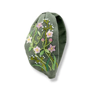 Floral Sage Hand Embroidered Headband