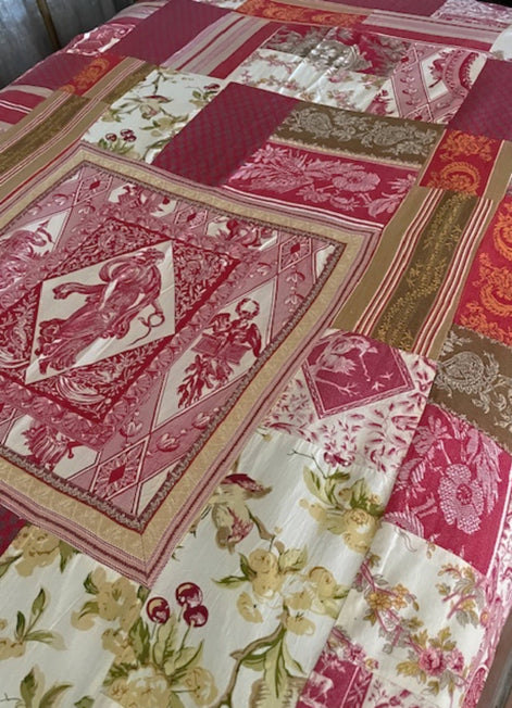 French Vintage Patchwork Throw (or Tablecloth)