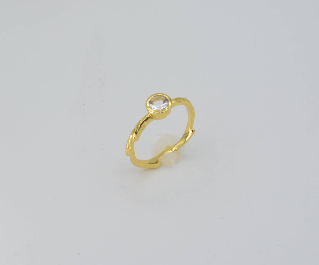 Nature Inspired Branch Ring with Clear Quartz