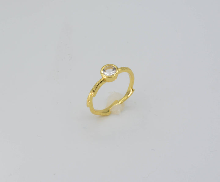 Nature Inspired Branch Ring with Clear Quartz