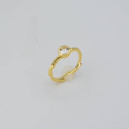 Nature Inspired Branch Ring with Clear Quartz