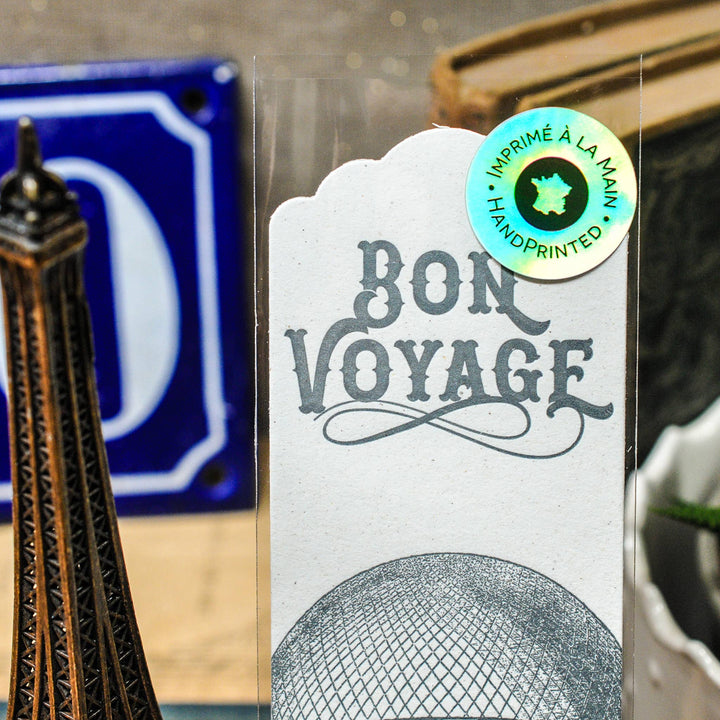 Letterpress Bookmark Hot Air Balloon Bon Voyage