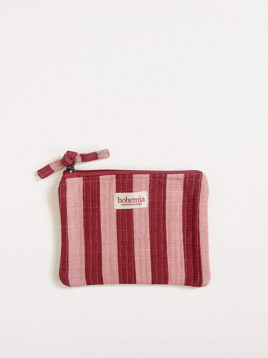 Jaipur Stripe Medium Pouch, Pomegranate