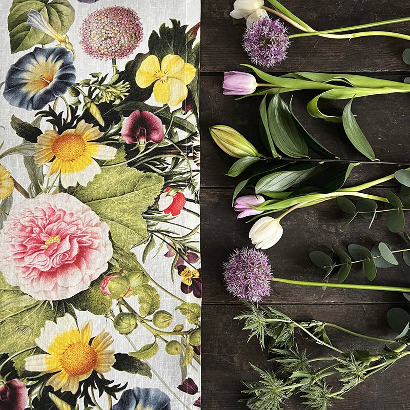 Flower Garden linen Table Runner