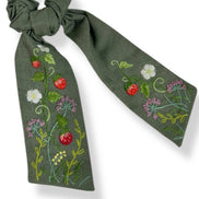 Strawberry Hand Embroidered Hair Tie