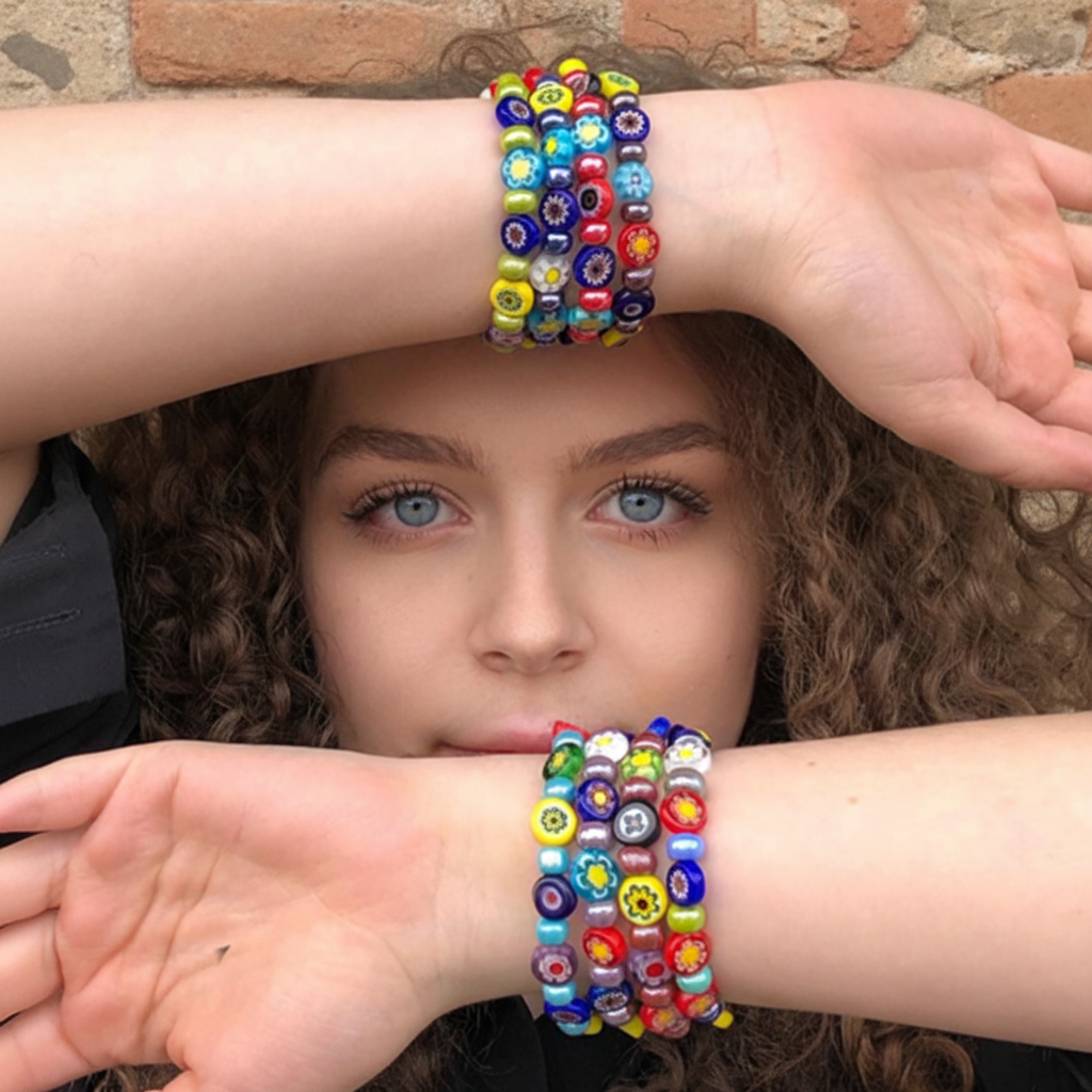 Millefiori Piatta Murano Glass Bracelet