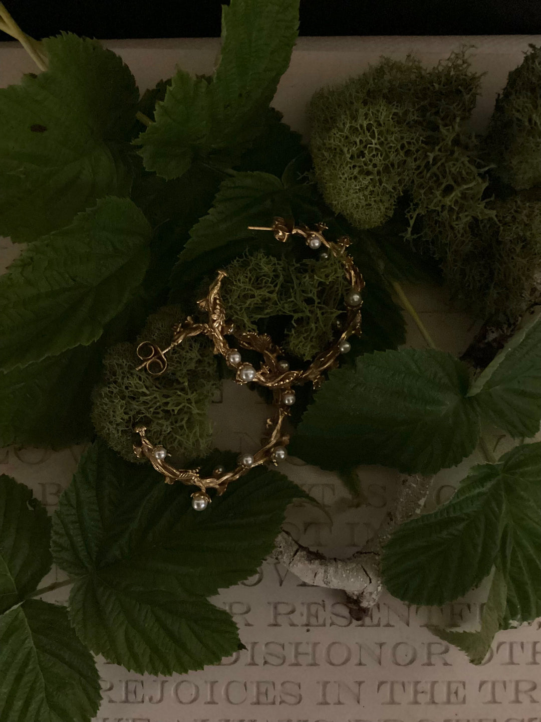 Golden Pearl Vine Earrings