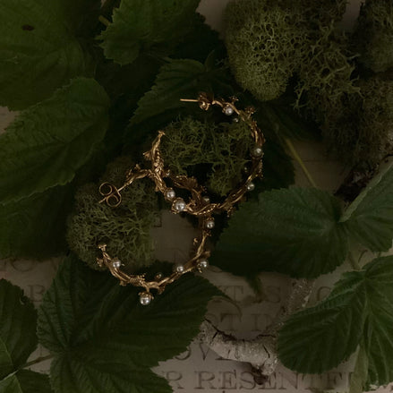 Golden Pearl Vine Earrings