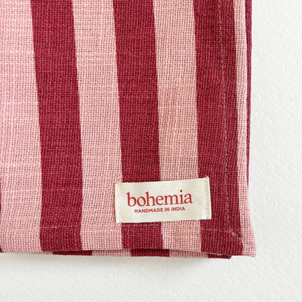 Jaipur Stripe Tea Towel, Pomegranate