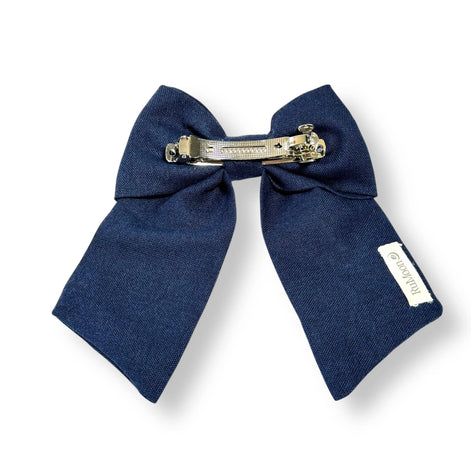 Navy Wildflower Garden Hand-Embroidered Hair Barrette