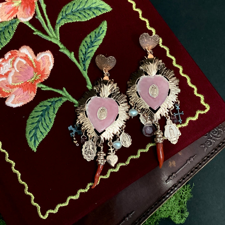 Italian Sacred Flame Earrings - Pink