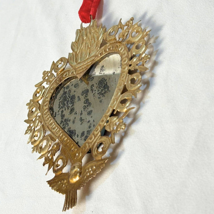 Antique Gold Angel Milagro Heart Mirror Wall Décor