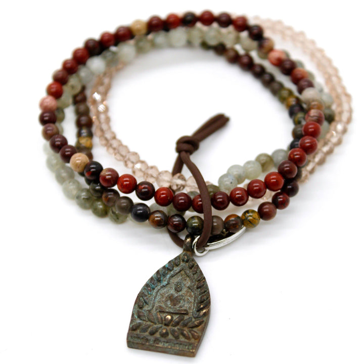Semi Precious Stone Buddha Charm Bracelet -Buddha Collection-
