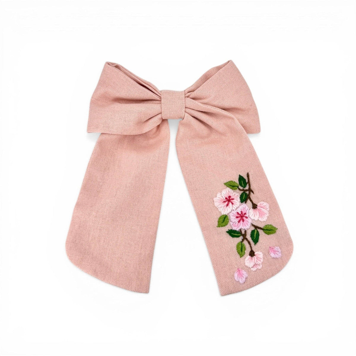 Cherry Blossom Hand Embroidered Hair Barrette