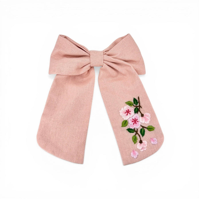 Cherry Blossom Hand Embroidered Hair Barrette