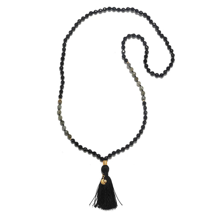 Black Onyx Labradorite Celestial Mala Necklace