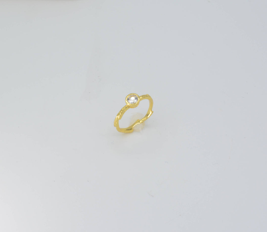 Nature Inspired Branch Ring with Clear Quartz