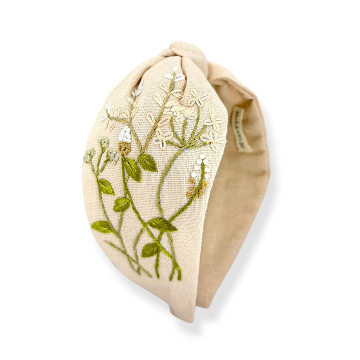 Blushing Bloom Hand Embroidered Headband