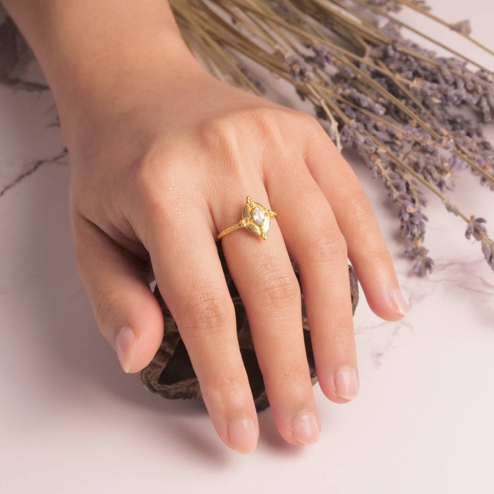 Gold Plated Royal Blue Topaz Ring
