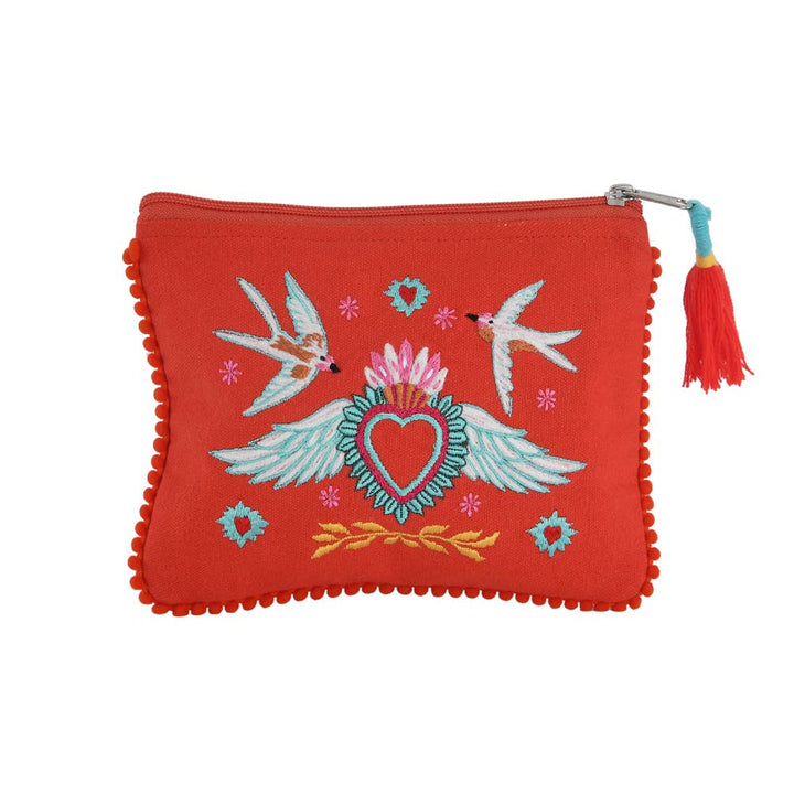 LOVEBIRDS RED POUCH 6x8
