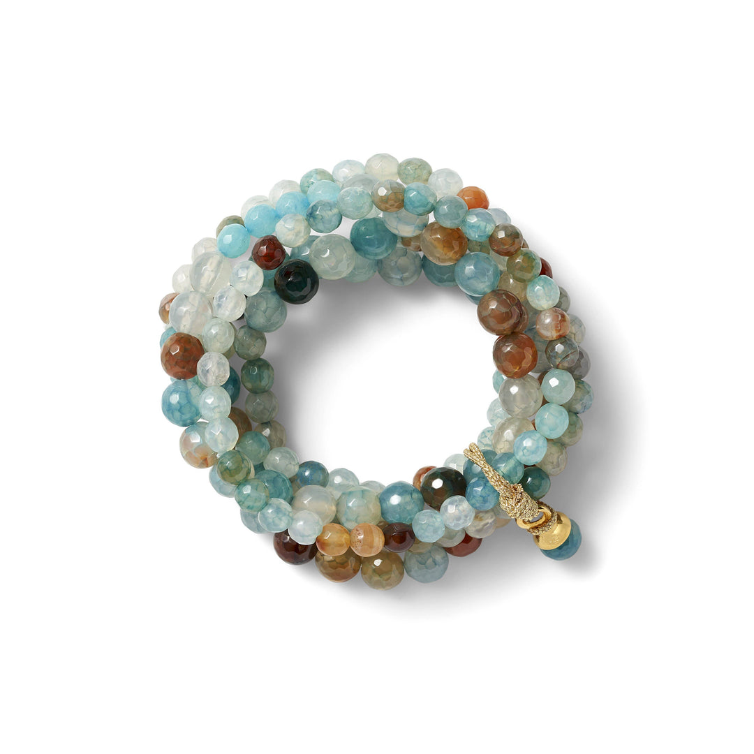 Facetted Quartz Beaded Bracelet, Blue & Green