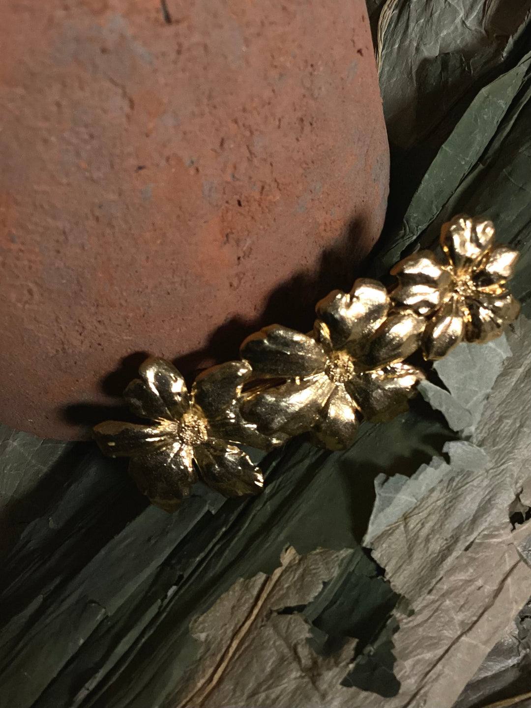 Golden Floral Hair Barrette