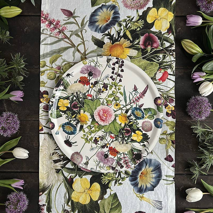 Flower Garden linen Table Runner