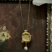Religious Necklace Scapula Cross and Pearl