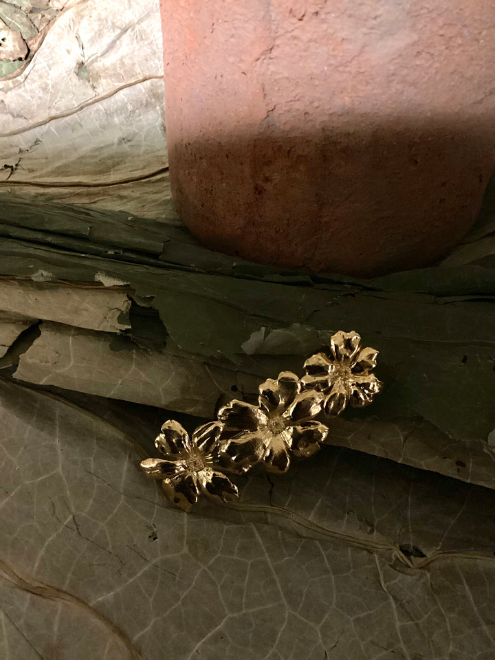 Golden Floral Hair Barrette