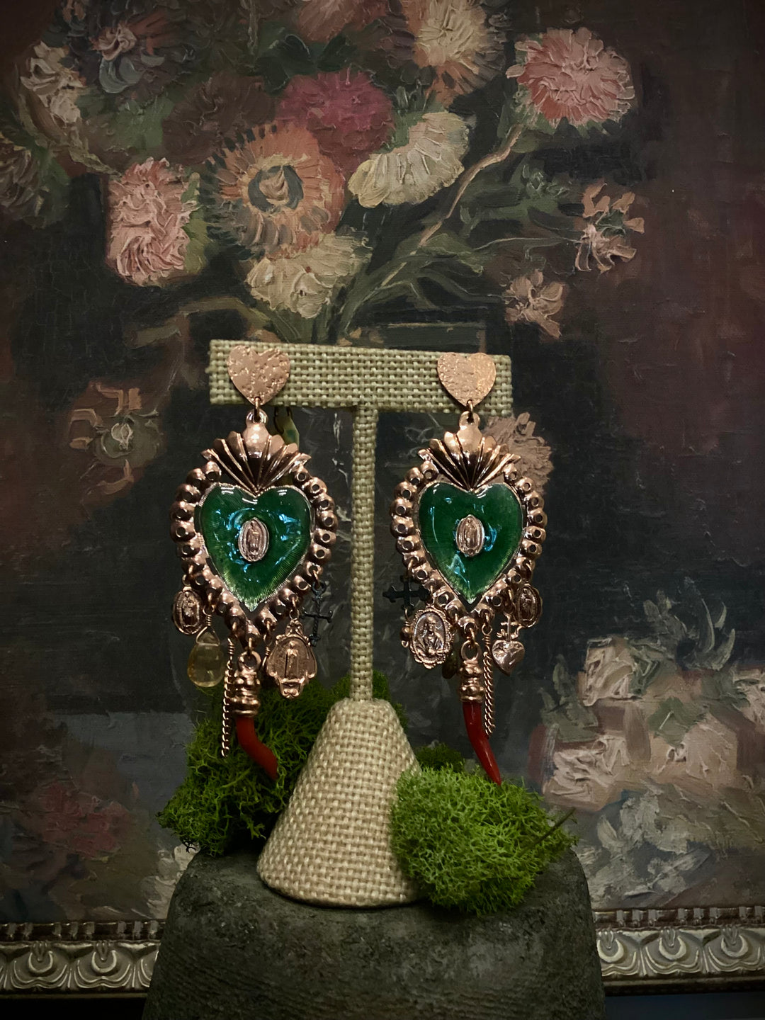 Italian Sacred Flame Earrings - Green
