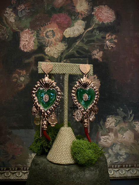 Italian Sacred Flame Earrings - Green