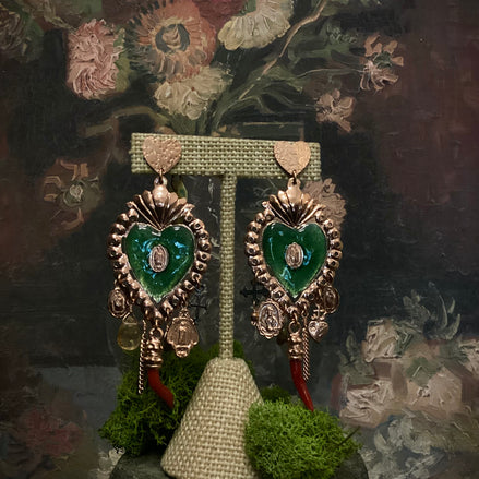 Italian Sacred Flame Earrings - Green