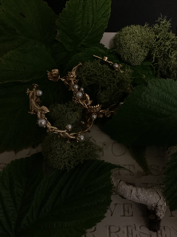 Golden Pearl Vine Earrings