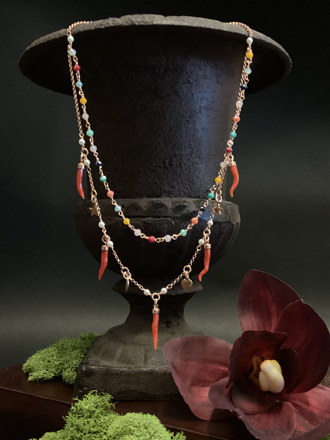 Italian Coral Lucky Charm Necklace