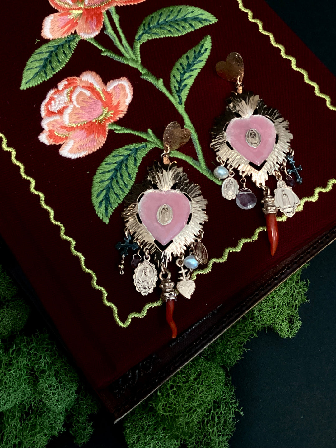 Italian Sacred Flame Earrings - Pink