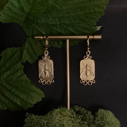 Bee Pearl Pendant Earrings