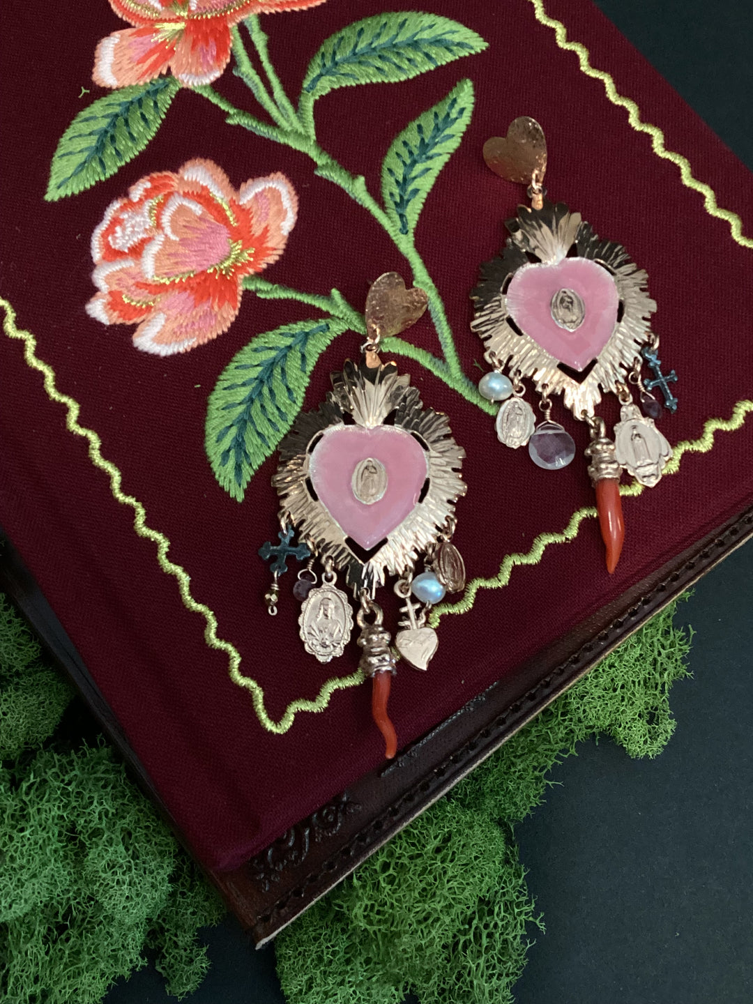 Italian Sacred Flame Earrings - Pink