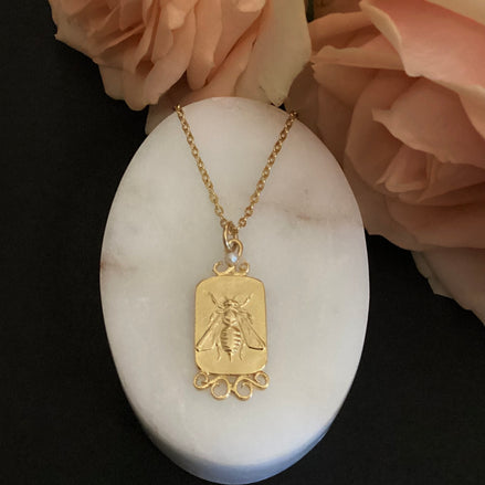 Bee Pendant Necklace with Pearls