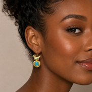 Gold plated bird earring with Turquoise