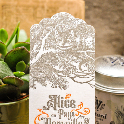 Letterpress Bookmark Cheshire Cat - Alice in Wonderland