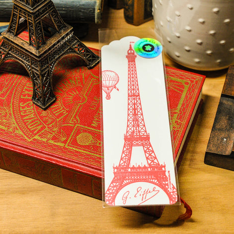 Letterpress Bookmark Eiffel Tower (Paris, red)