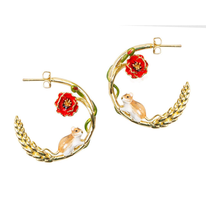 Harvest Mouse & Corn Hoop Earrings