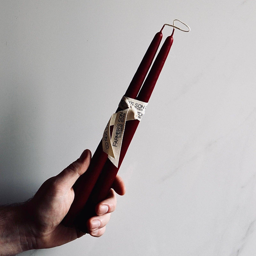 Farmers's Son Co. - Burgundy Taper Candle - Set of Two